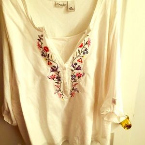 Layered look floral embroidered